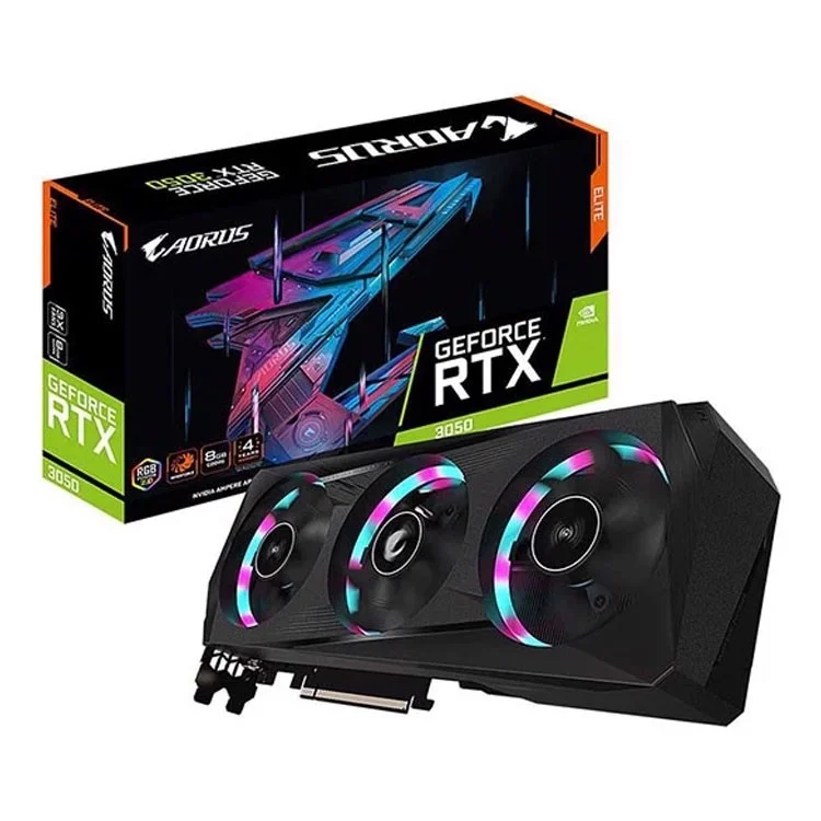 Card màn hình VGA Gigabyte RTX 3050 AORUS ELITE 8GB 3 Fan (GV-N3050AORUS E-8GBD)