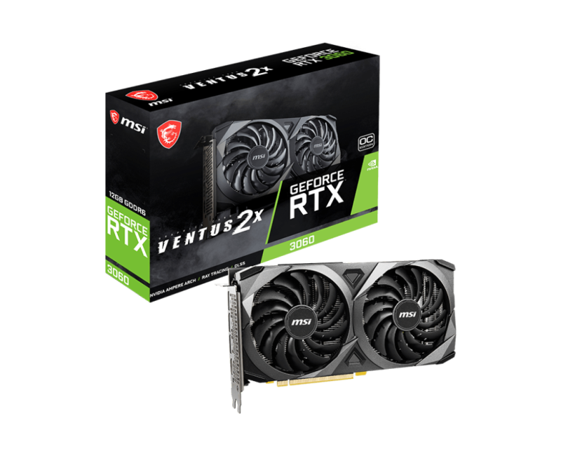 Card màn hình VGA VGA MSI RTX 3060 12GB GDDR6 Ventus 2X OC LHR (GeForce RTX 3060 VENTUS 2X 12GB OC LHR)
