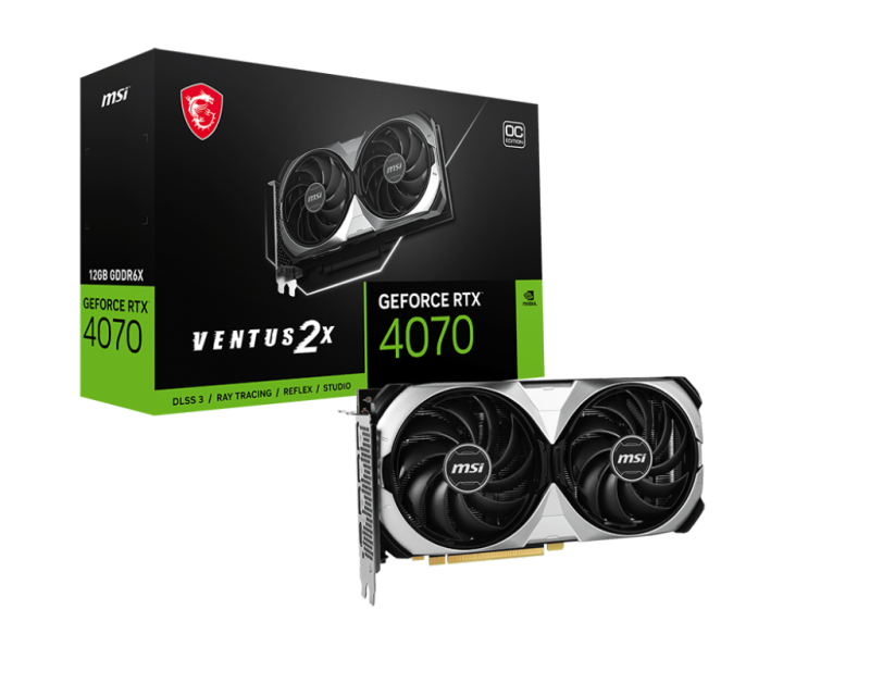 Card màn hình VGA MSI Geforce RTX4070 Ventus 2X OC 12GB GDDR6X 2 Fan