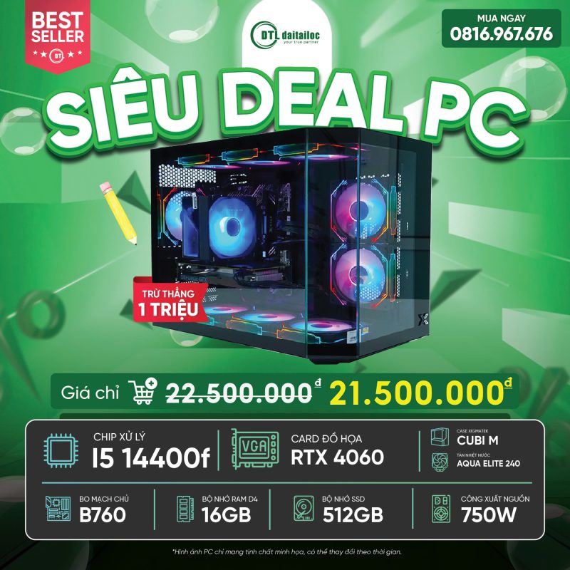 PC DTL Gaming I5 14400F - RTX4060