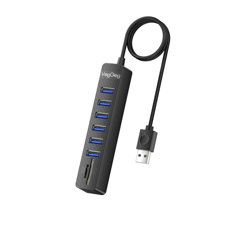 Bộ chia USB 2.0+ Đầu đọc thẻ nhớ 8 in 1 VC306 Veggieg